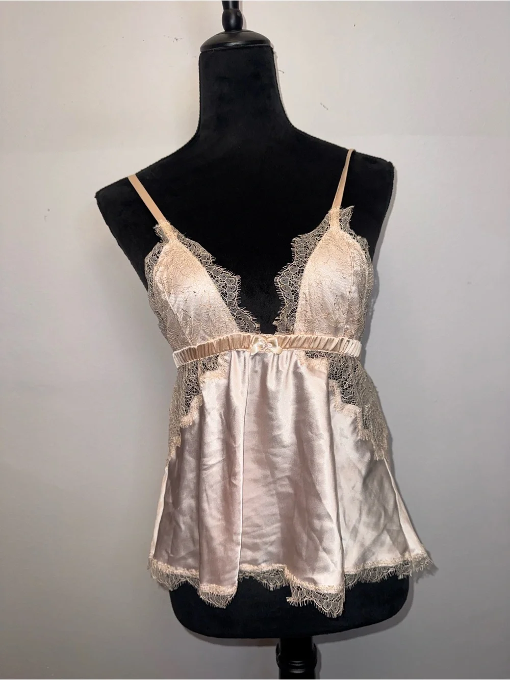 Vintage Victoria's Secret Champagne Satin & Lace Cami